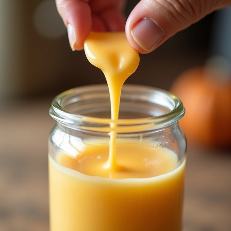 Iniciante derramando cera de soja derretida em recipiente para vela.