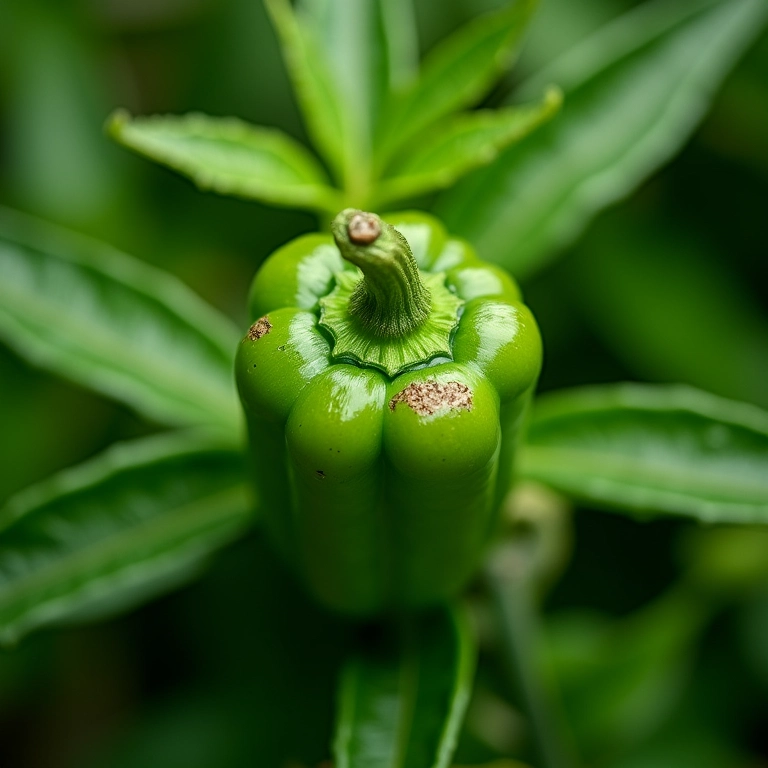 Inspecionando folhas de pimenta em busca de pragas.