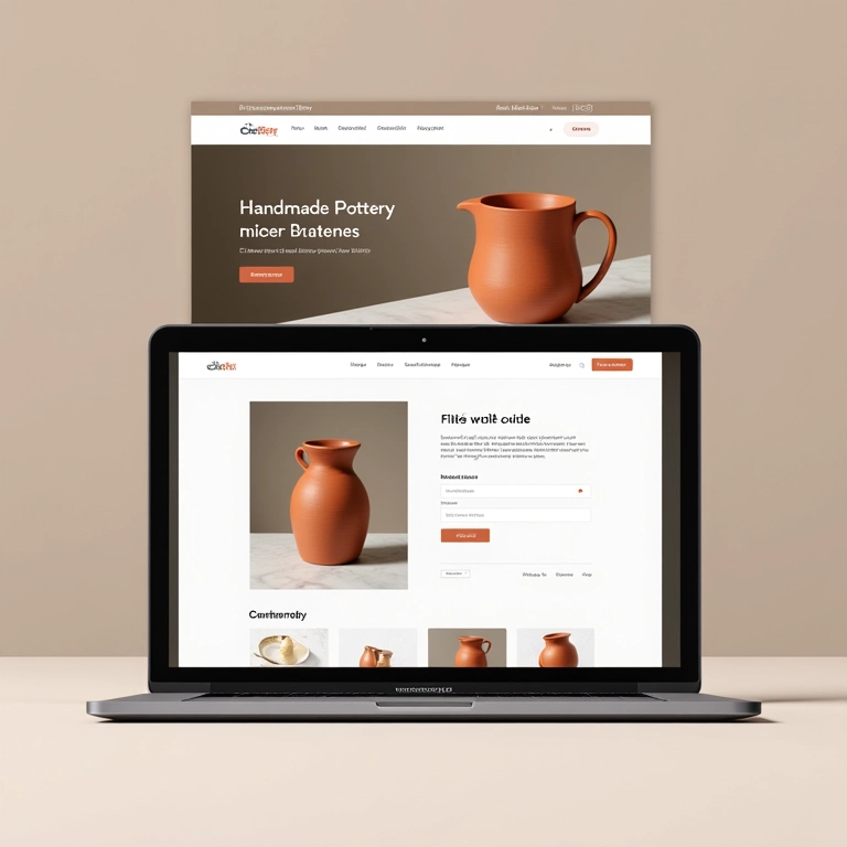 Interface de loja virtual exibindo cerâmicas artesanais, com design amigável e checkout seguro.