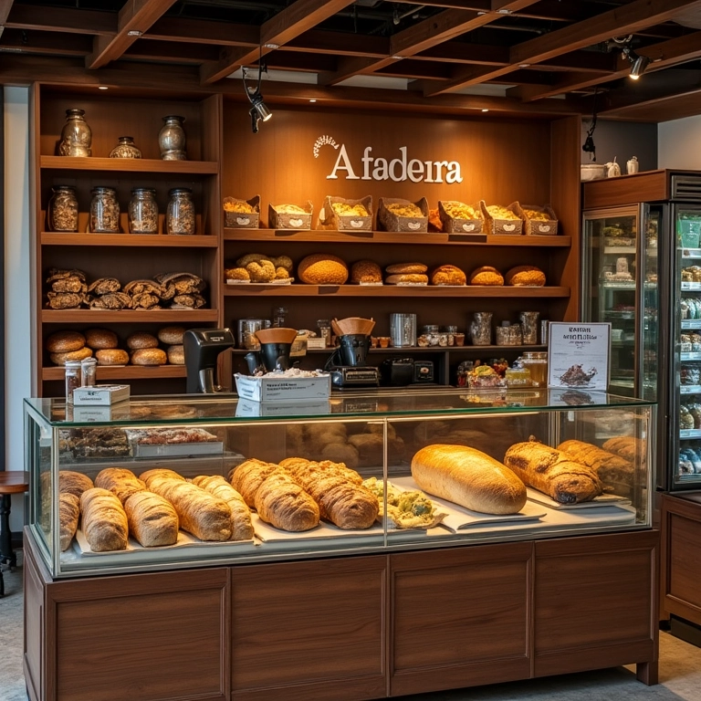 Interior da padaria 'A Padeira' em São Paulo.