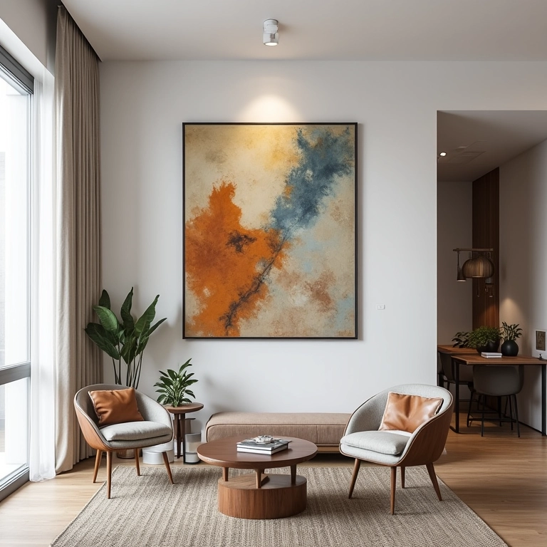 Interior de apartamento moderno com quadros, mostrando a valorização do imóvel.