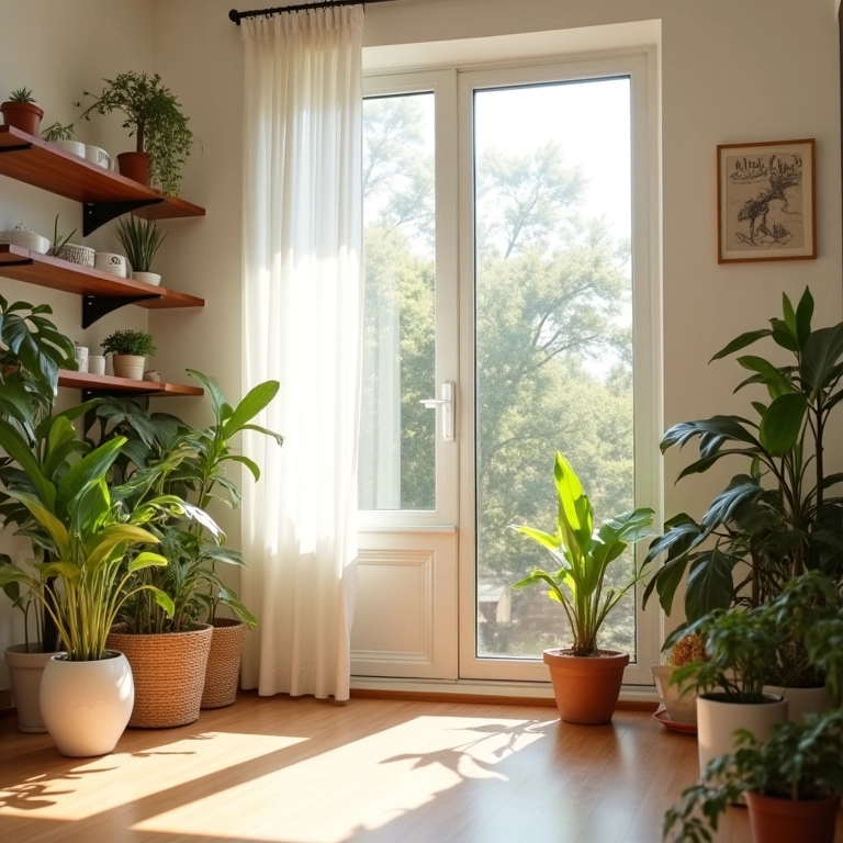 Interior de casa brasileira organizada, com luz natural e design minimalista.
