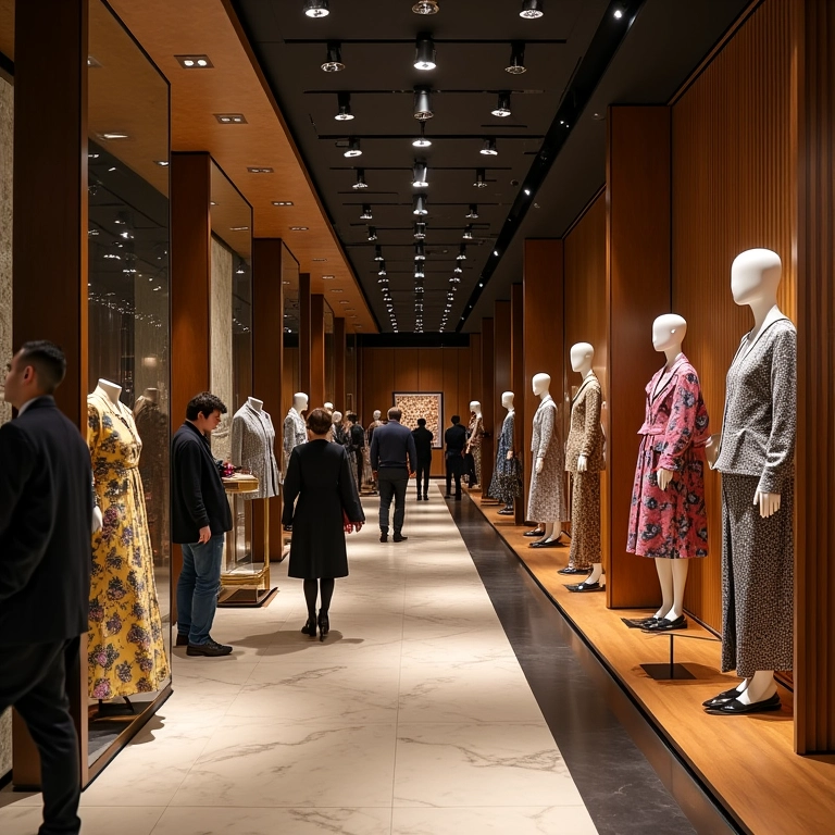 Interior de loja Gucci com peças da era Tom Ford.