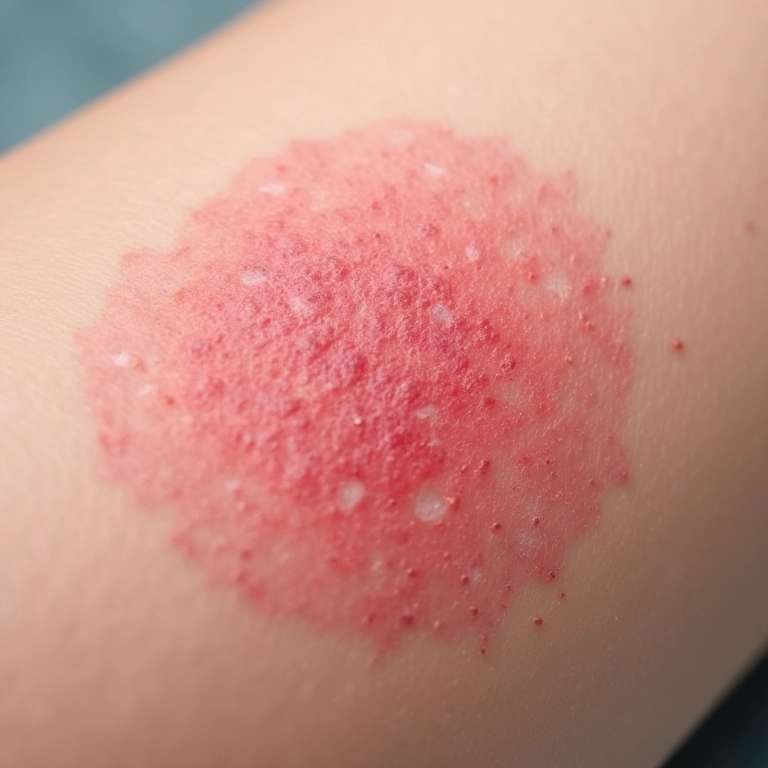 Irritação na pele causada por alergia a corantes de roupas da fast fashion.