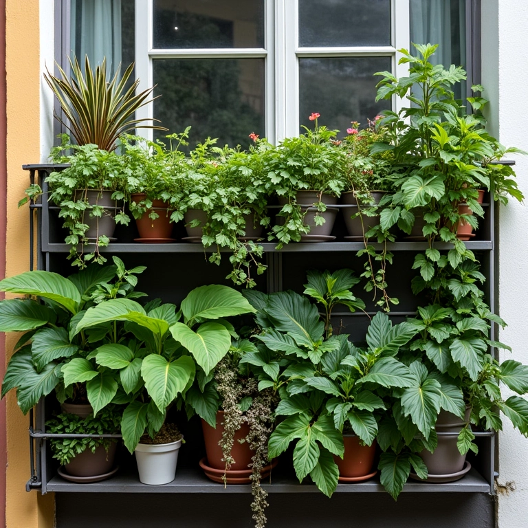 Jardim vertical em casa, na varanda.