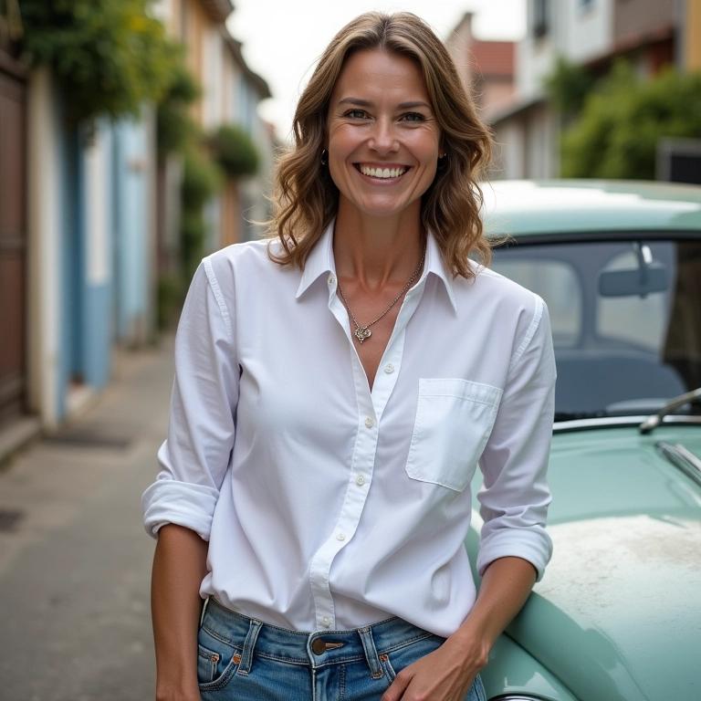 Jeans e camisa branca: o clássico atemporal.