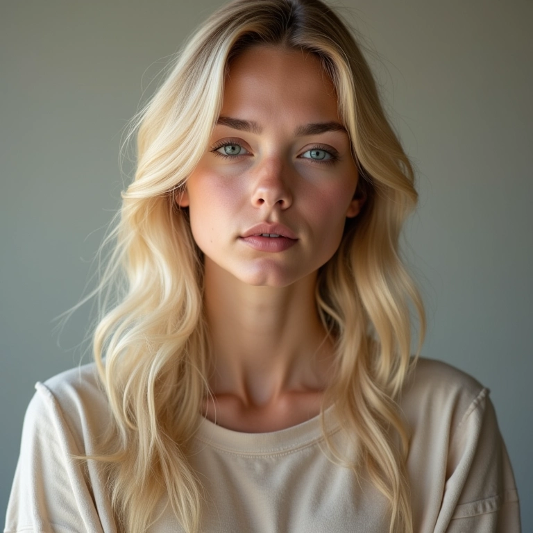 Jovem com cabelo loiro platinado e loiro mel.