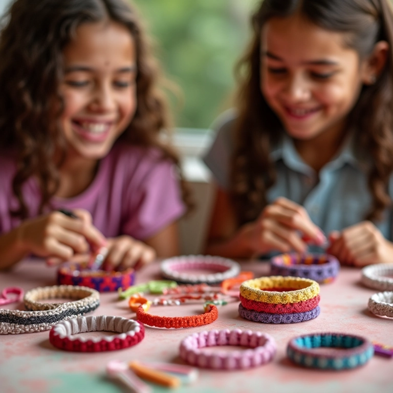 Kits de artesanato DIY para fazer pulseiras da amizade como lembrancinhas interativas para festa de 15 anos.