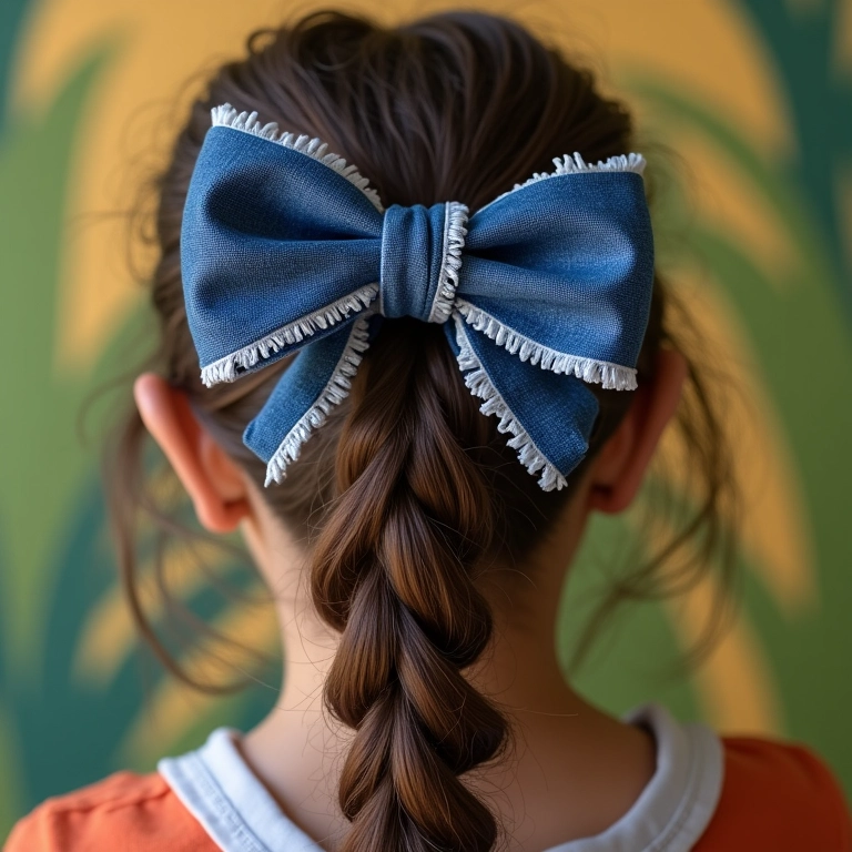Laço de jeans com desfiados em mulher com roupas casuais brasileiras.