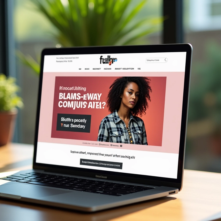 Laptop mostrando campanha de e-mail marketing personalizada para marca de roupa.