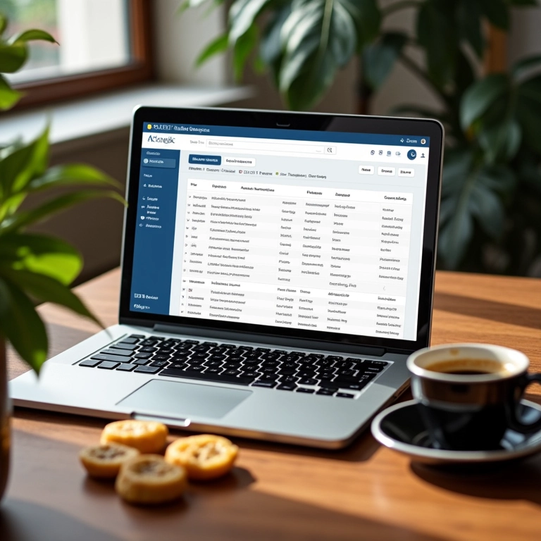 Laptop mostrando ferramentas de SEO para moda online.