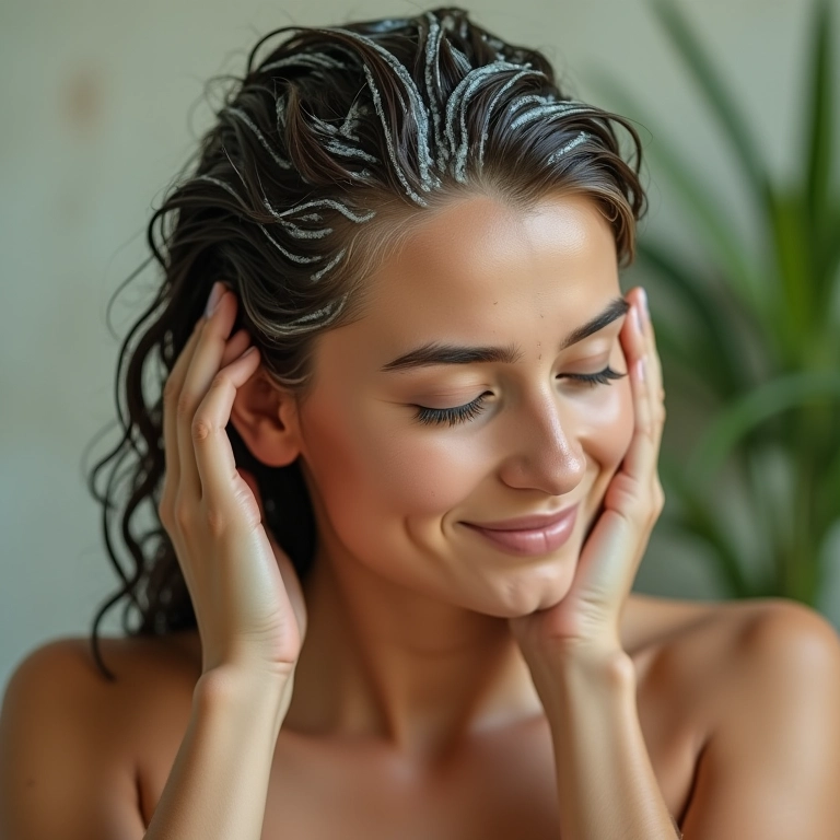 Lavagem capilar com babosa para combater a caspa e a oleosidade excessiva.