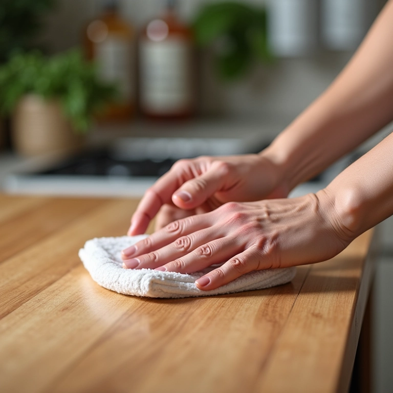 Limpeza correta de bancada de madeira sem danificar.