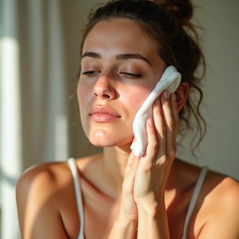 Limpeza suave do rosto com rosácea.