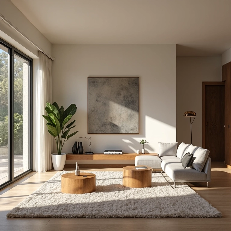 Lírio da Paz em sala de estar elegante transmitindo tranquilidade.