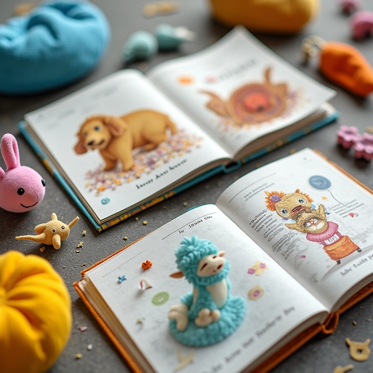 Livros sensoriais personalizados com texturas e elementos interativos.