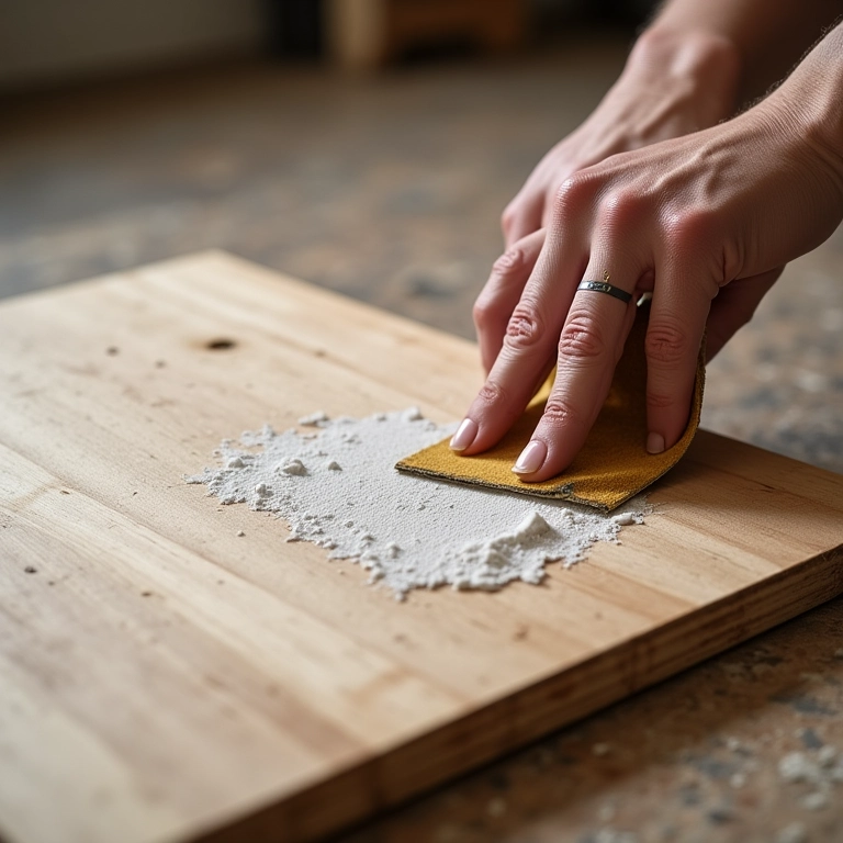 Lixa fina utilizada para suavizar bordas de MDF com decoupage.