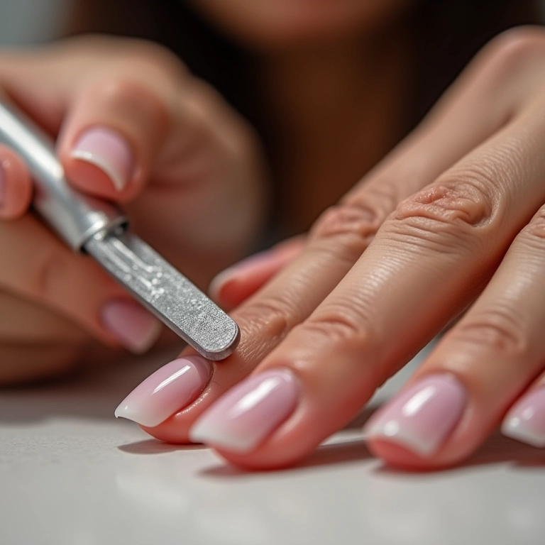 Lixando a superfície do esmalte em gel antes da aplicação da acetona.