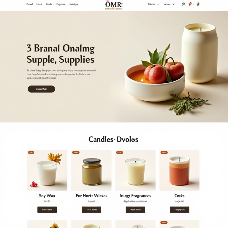 Loja online vendendo suprimentos para fazer velas: cera de soja, pavios, fragrâncias e potes.