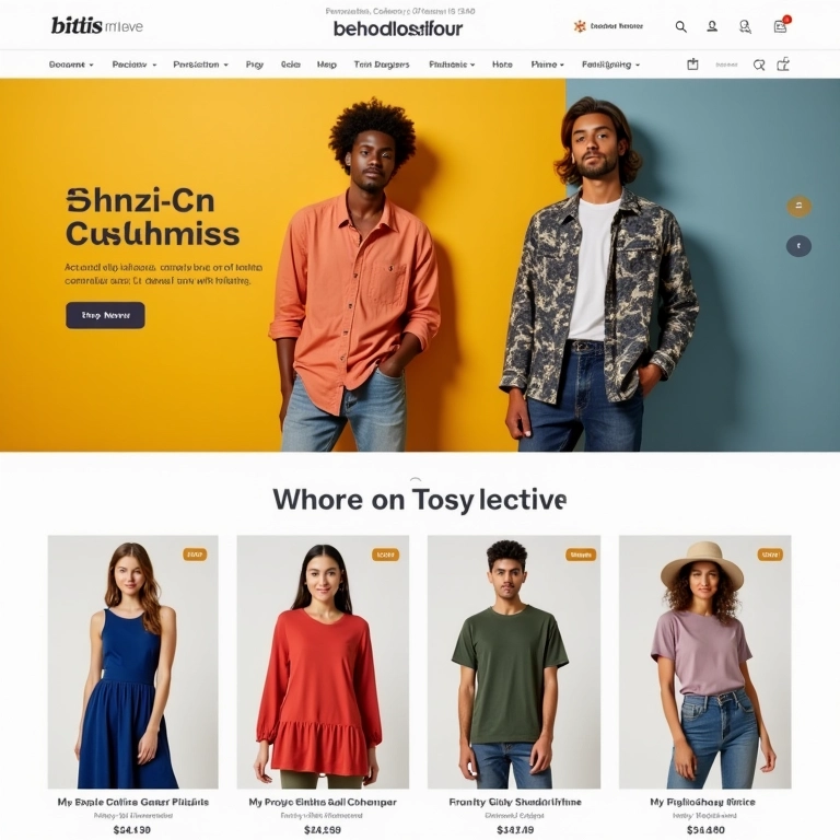 Loja virtual de moda com roupas diversas e interface amigável.