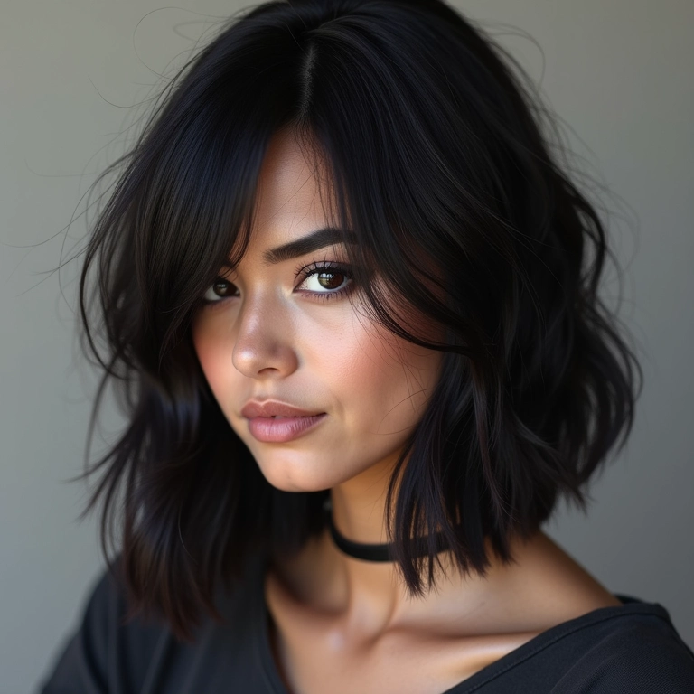Long bob assimétrico e moderno inspirado em Lucy Hale.