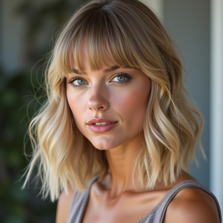 Long bob clássico e atemporal inspirado em Taylor Swift.