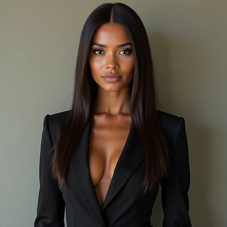 Long bob liso, elegante e sofisticado, ideal para um visual clássico.