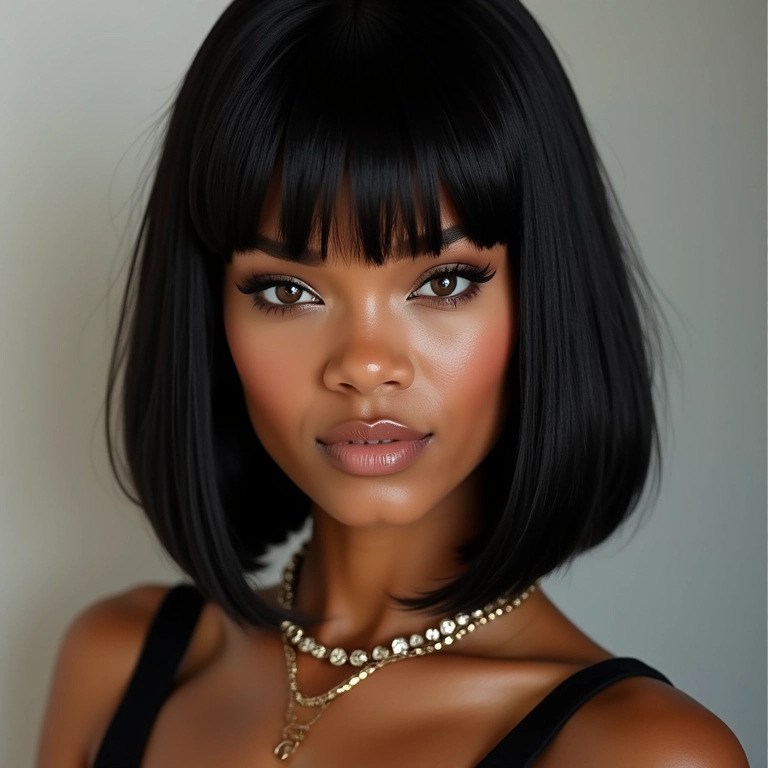 Long bob ousado e fashionista inspirado em Rihanna.