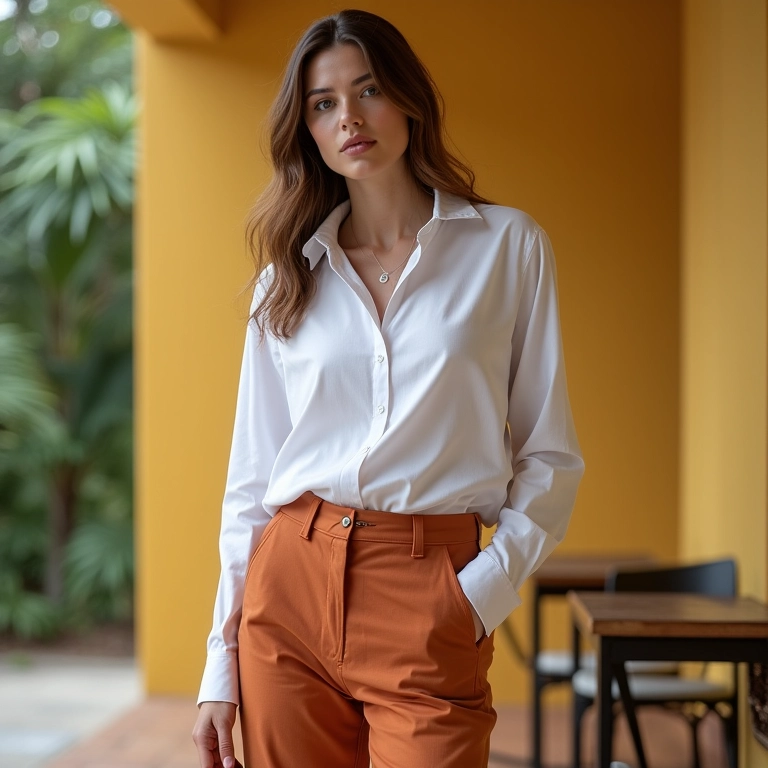 Look casual chic com calça pantacourt e camisa branca.