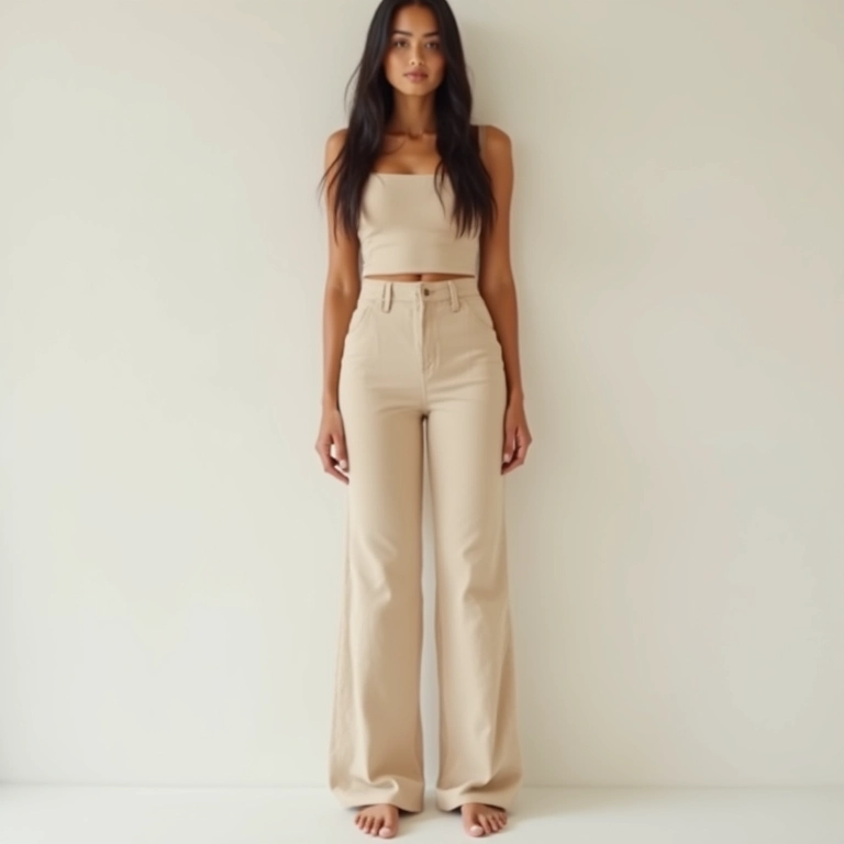 Look monocromático com calça pantacourt bege.