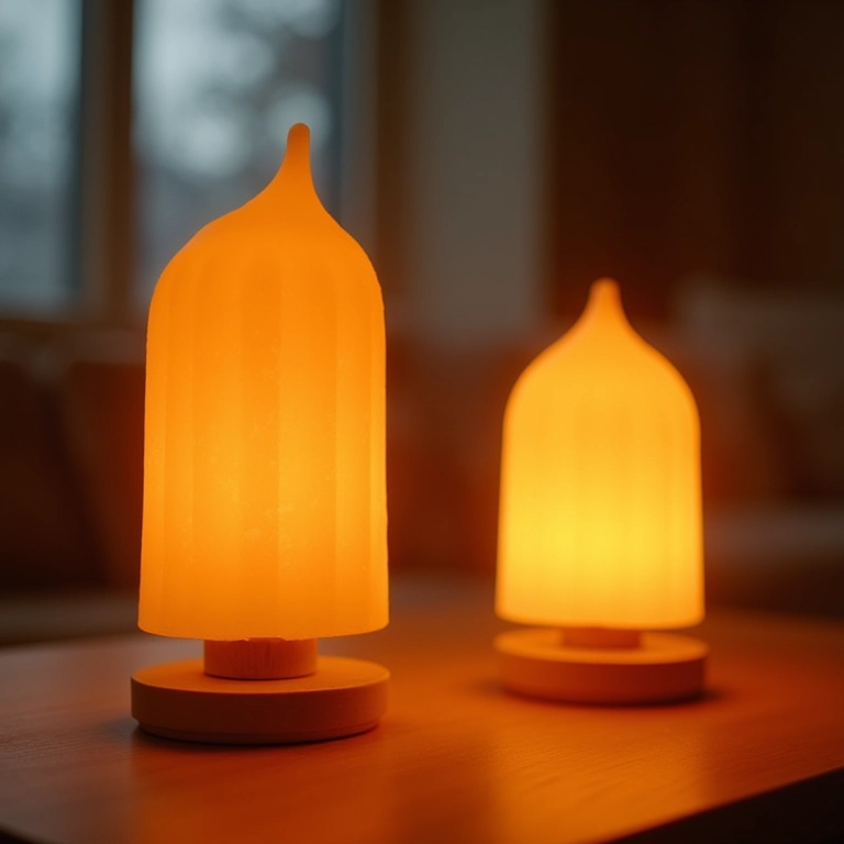 Luminárias criativas feitas com palitos de picolé em ambiente aconchegante.