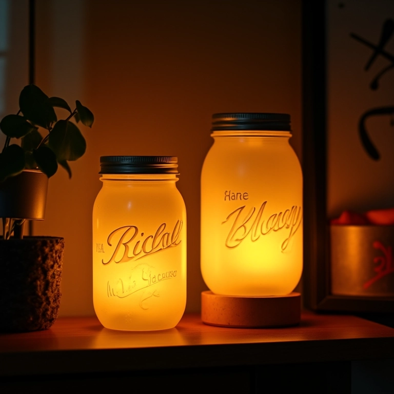 Luminárias criativas feitas com potes de conserva reciclados.