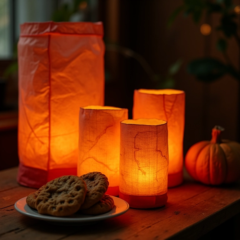 Luminárias de chita iluminando uma festa de São João com luz aconchegante.