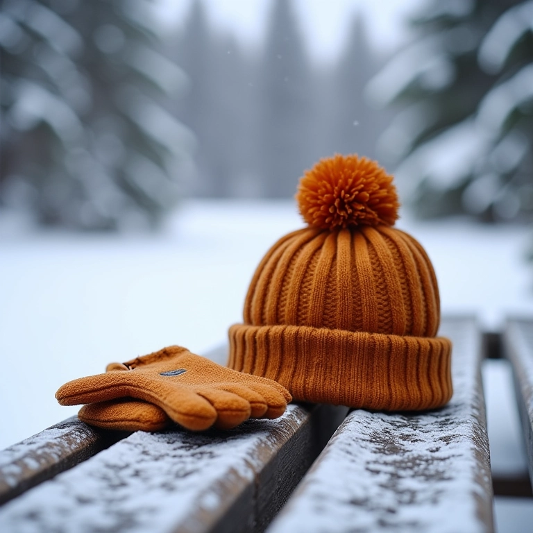 Luvas e gorro de inverno aconchegantes para enfrentar o frio canadense.