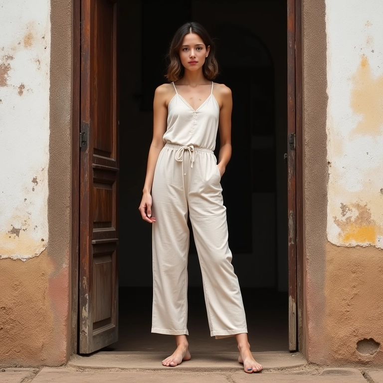 Macacão com comprimento ideal para valorizar a altura da mulher.