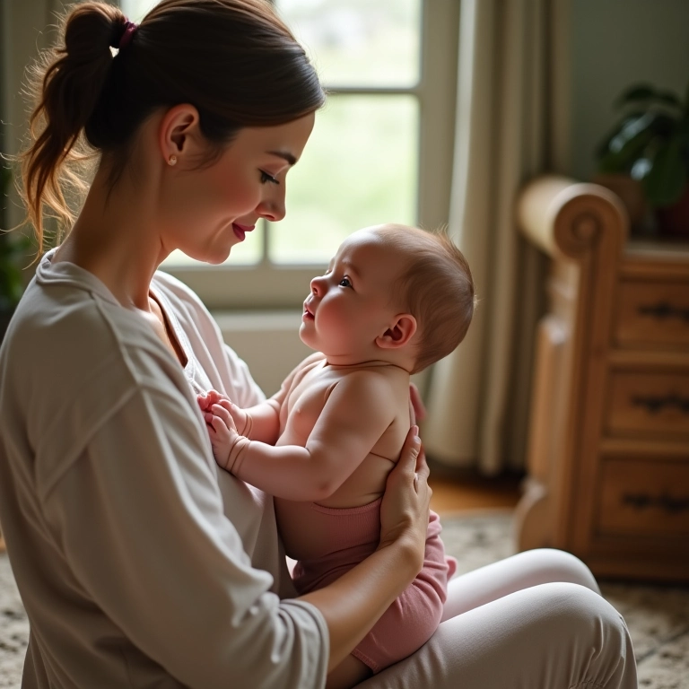 Mãe e bebê relaxando durante a amamentação em livre demanda.