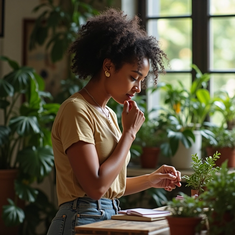 Mãe organizando um espaço em um ambiente acolhedor, simbolizando a adaptação dos limites à individualidade dos filhos.