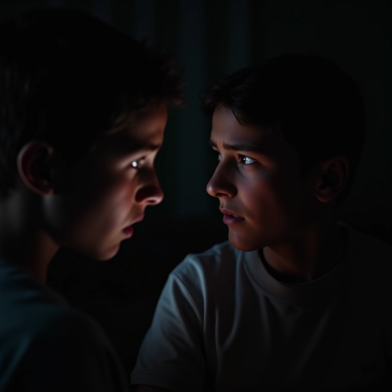 Mãe preocupada observa filho adolescente com sinais de comportamento de risco.