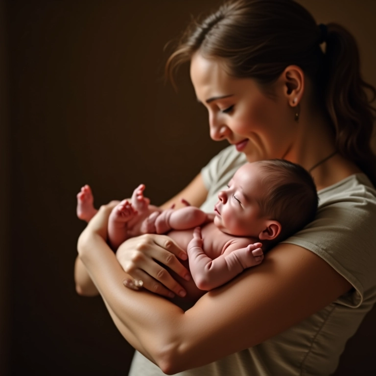 Mãe segurando recém-nascido em contato pele a pele, demonstrando a importância desse contato.