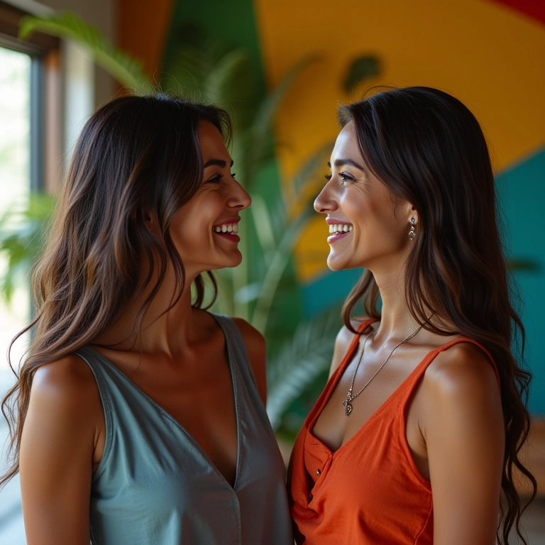 Mães conversando amigavelmente em um ambiente aconchegante, demonstrando a importância da comunicação eficaz.