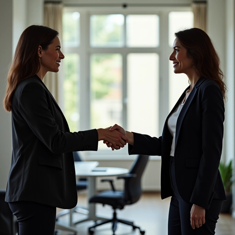 Mães selando acordo de respeito mútuo na guarda compartilhada.