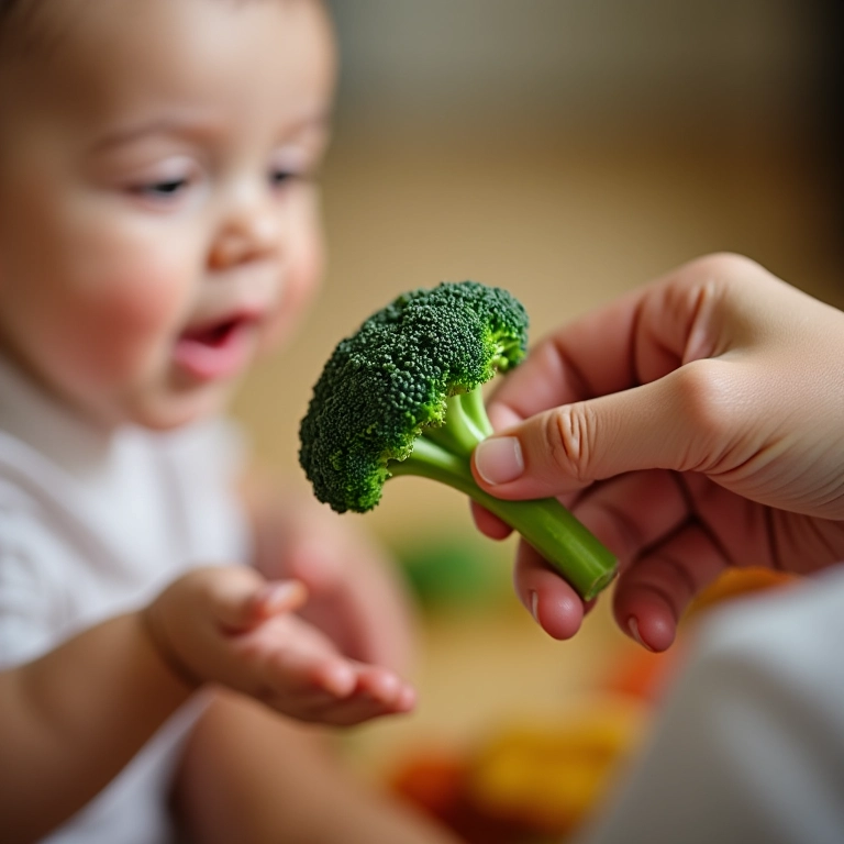 Maneira correta de oferecer brócolis ao bebê.