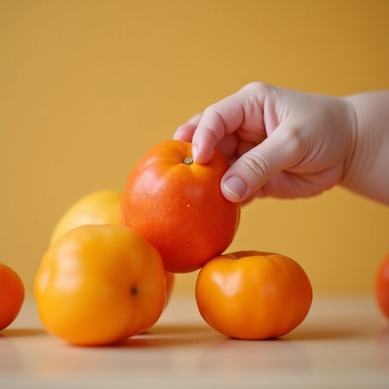 Mão de bebê alcançando frutas amassadas, representando a introdução alimentar.