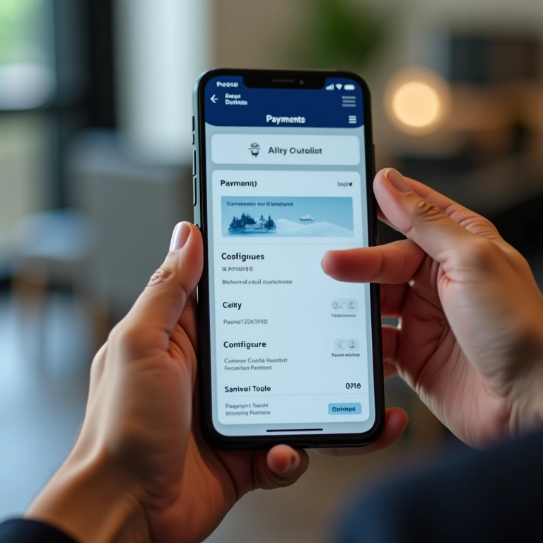 Mãos configurando gatilhos de pagamento em um aplicativo de smartphone.