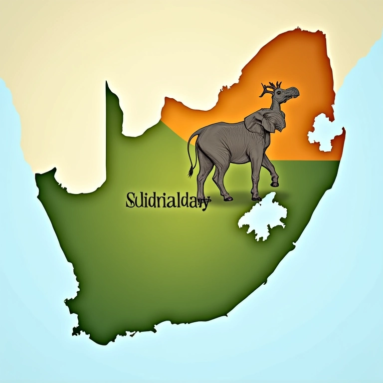 Mapa da África do Sul destacando o Parque Nacional Kruger e Addo.