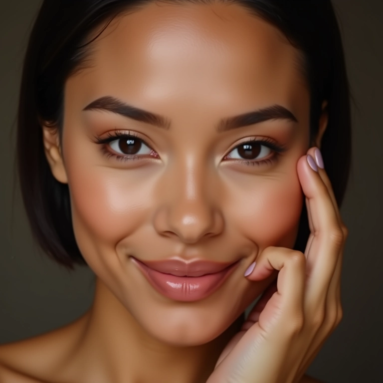 Maquiadora demonstrando como escolher o tom ideal de corretivo.