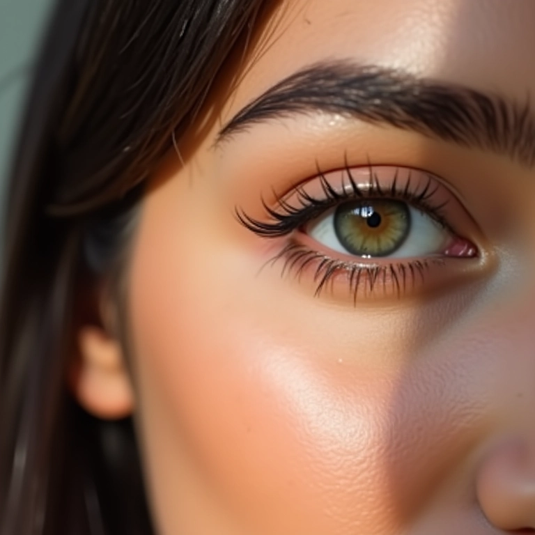 Maquiagem profissional para olhos amendoados em mulher latina.