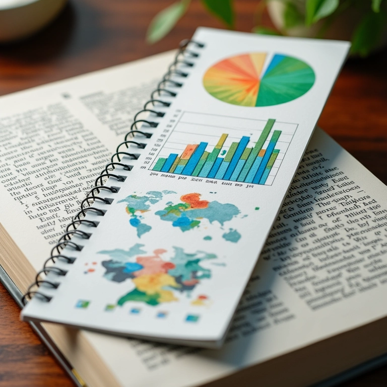 Marcador de página criativo com gráficos estatísticos.