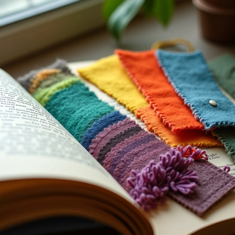 Marcadores de página de feltro com desenhos coloridos.
