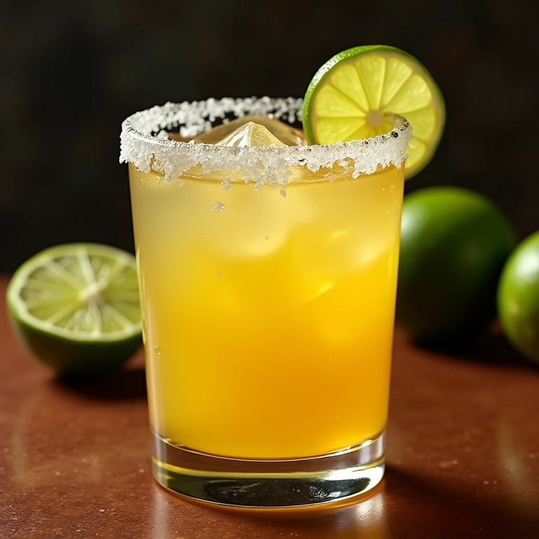 Margarita cítrica com sal, tequila e limão.